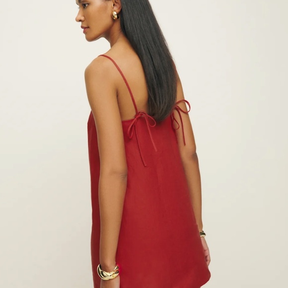 Reformation Red Aubree Linen Dress - Picture 2 of 5